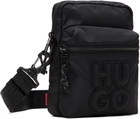 Hugo Black Stacked Logo Reporter Bag
