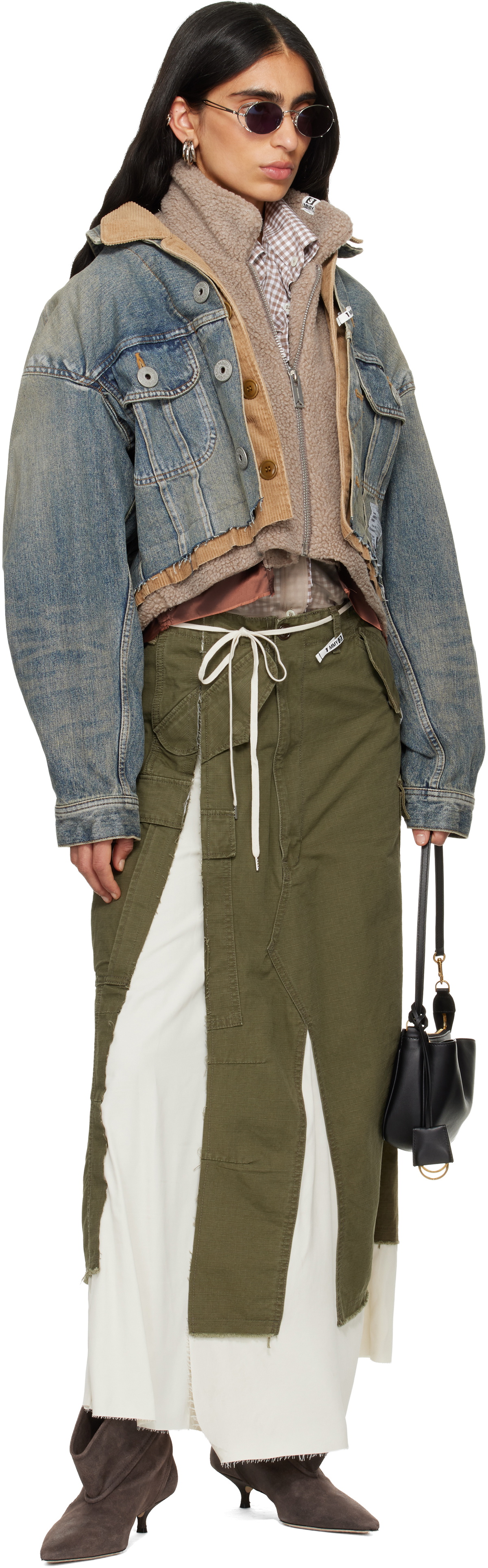Maison MIHARA YASUHIRO Khaki Cargo Pants Pasted Midi Skirt