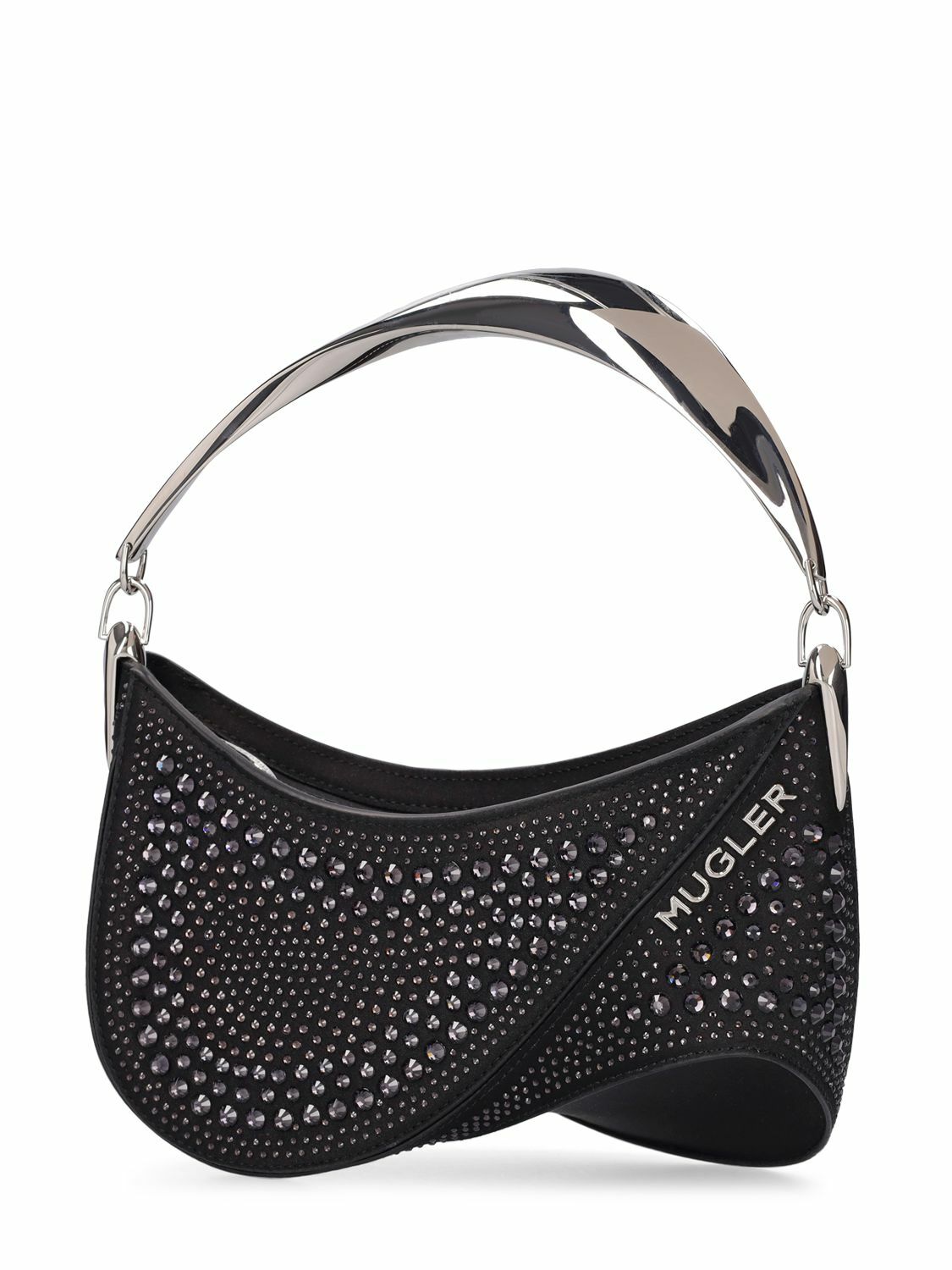 MUGLER - Mini Spiral Curve Crystal Top Handle Bag