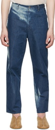 AURALEE Blue Bleached Light Hard Twist Jeans