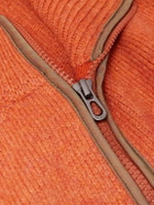 SEASE - Leather-Trimmed Cashmere Half-Zip Ski Sweater - Orange