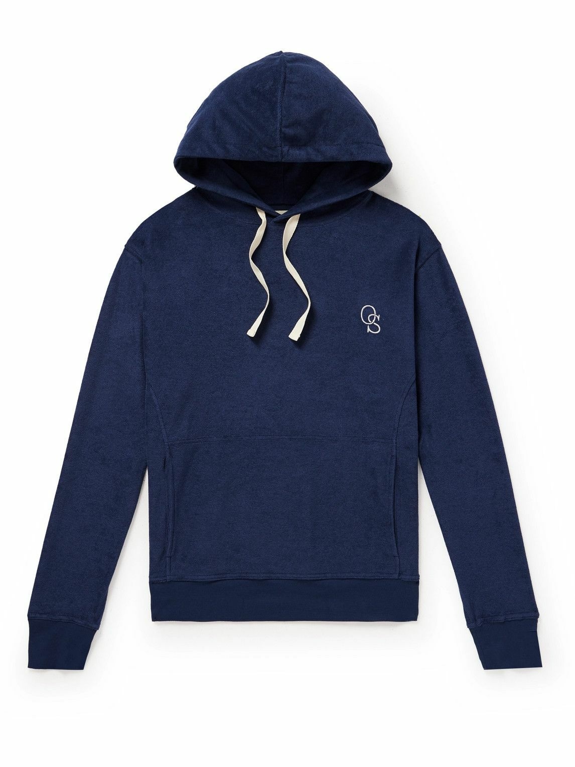 Photo: Oliver Spencer - House Logo-Embroidered Cotton-Blend Terry Hoodie - Blue