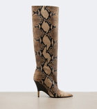 Khaite Bella snake-effect leather knee-high boots