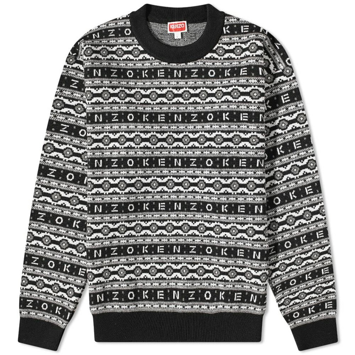 Photo: Kenzo Men's Logo Jaquard Crew Knit in Black