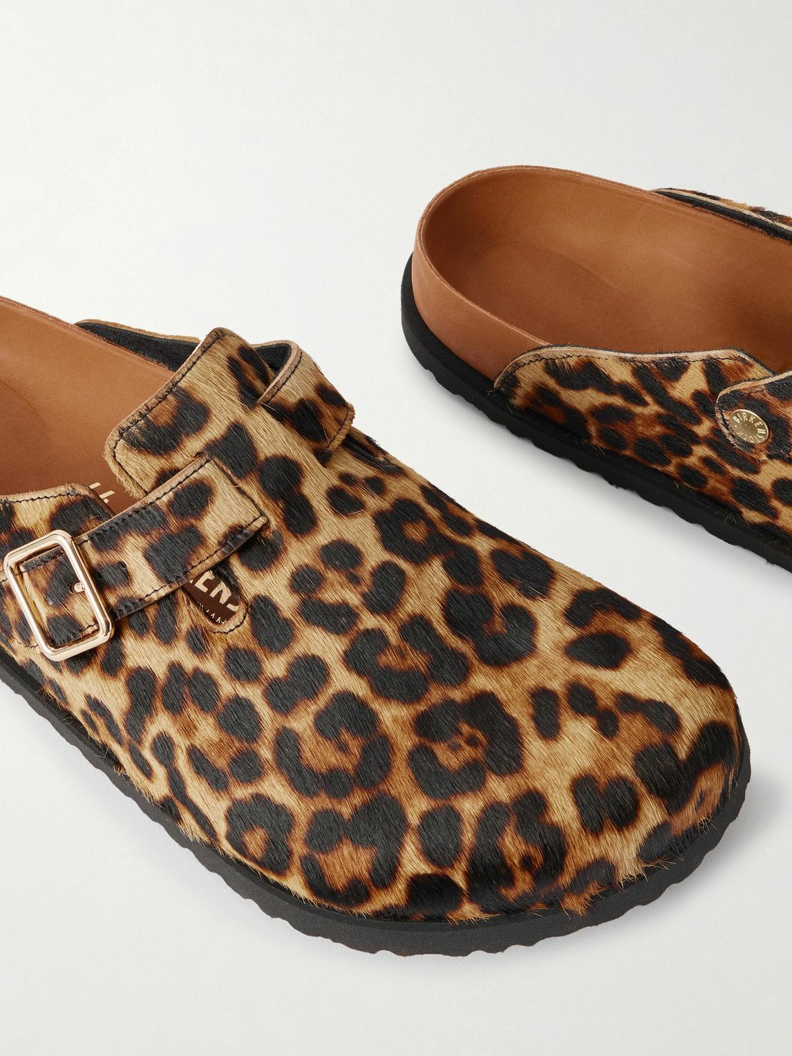BIRKENSTOCK 1774 - Boston Leopard-Print Calf Hair Clogs - Brown
