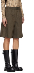 GANNI Brown Light Wool Melange Boxer Shorts