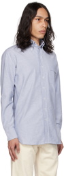 Drake's Blue Spread Collar Shirt