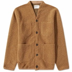 Universal Works Men's Wool Fleece Cardigan in Taupe