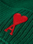 AMI PARIS - Logo-Embroidered Ribbed Wool Beanie