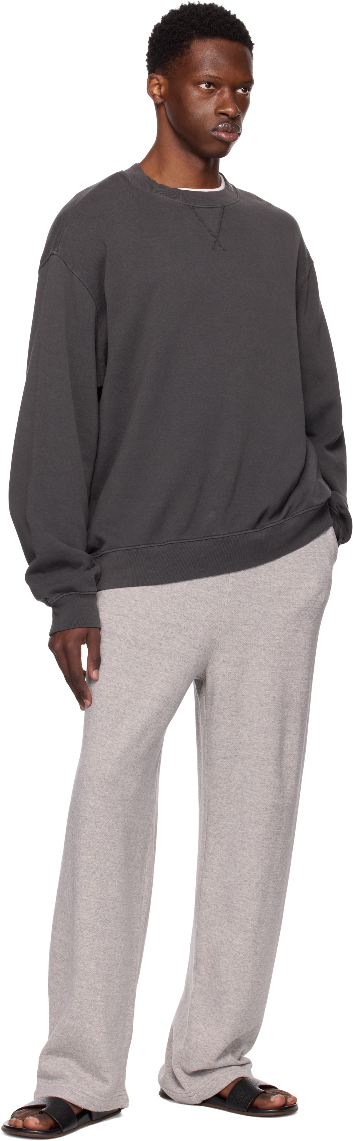 The Elder Statesman Gray Daily Wide Leg Sweatpants