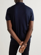 Kiton - Slim-Fit Colour-Block Cotton-Jacquard Half-Zip Polo Shirt - Blue