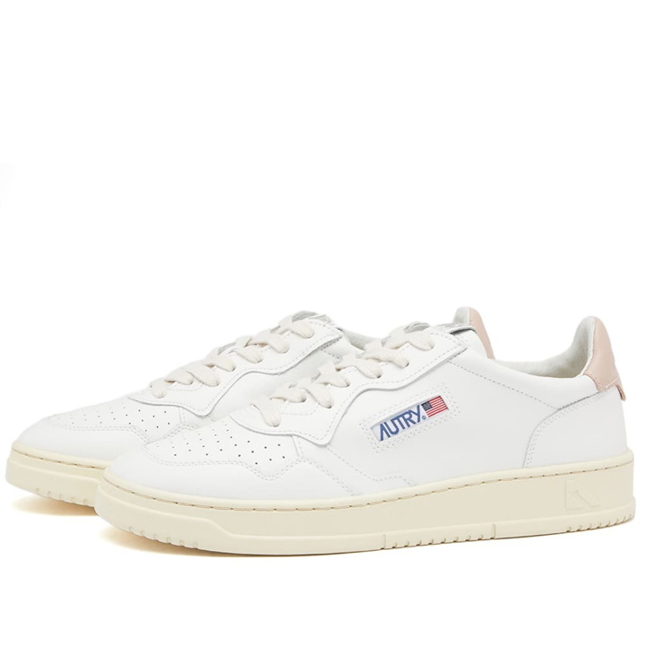 Photo: Autry Men's 01 Low Leather Sneakers in White/Pink