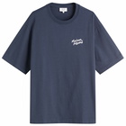 Maison Kitsuné Men's Handwriting Embroidery Oversize T-Shirt in Ink Blue