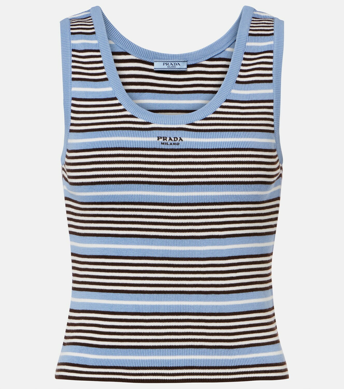 Prada Striped cotton-blend tank top