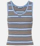 Prada Striped cotton-blend tank top