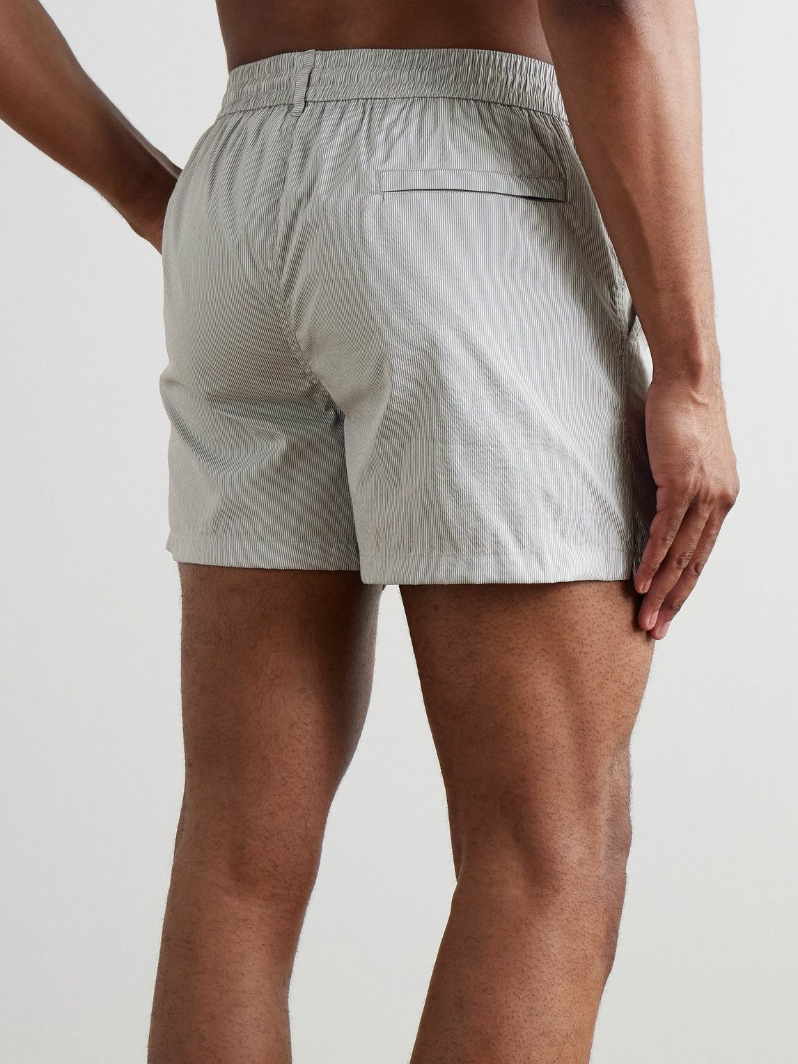 Paul Smith - Straight-Leg Mid-Length Pinstriped Swim Shorts - Gray