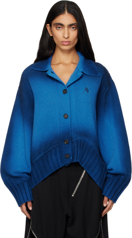 Photo: The Attico Blue Sprayed Wool Cashmere Cardigan