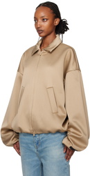 Fear of God ESSENTIALS Beige Satin Bomber Jacket