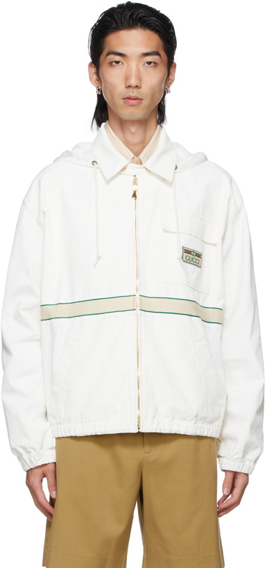 Photo: Gucci White Cotton Vintage Label Eco Jacket