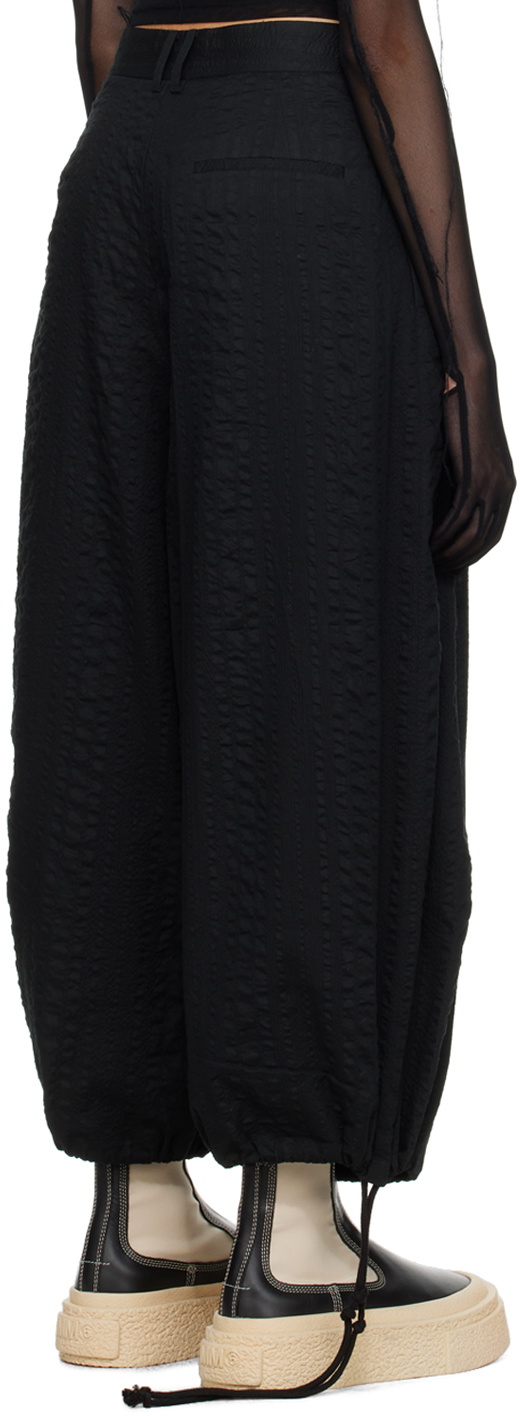 Subtle Le Nguyen Black Crinkled Trousers