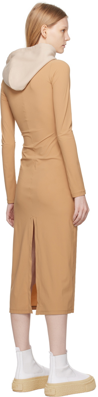 MM6 Maison Margiela Taupe & Beige Hooded Maxi Dress