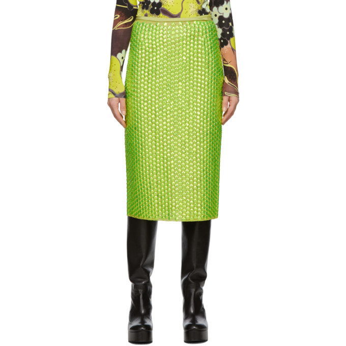 Dries Van Noten Green Embroidered Sequin Skirt Dries Van Noten