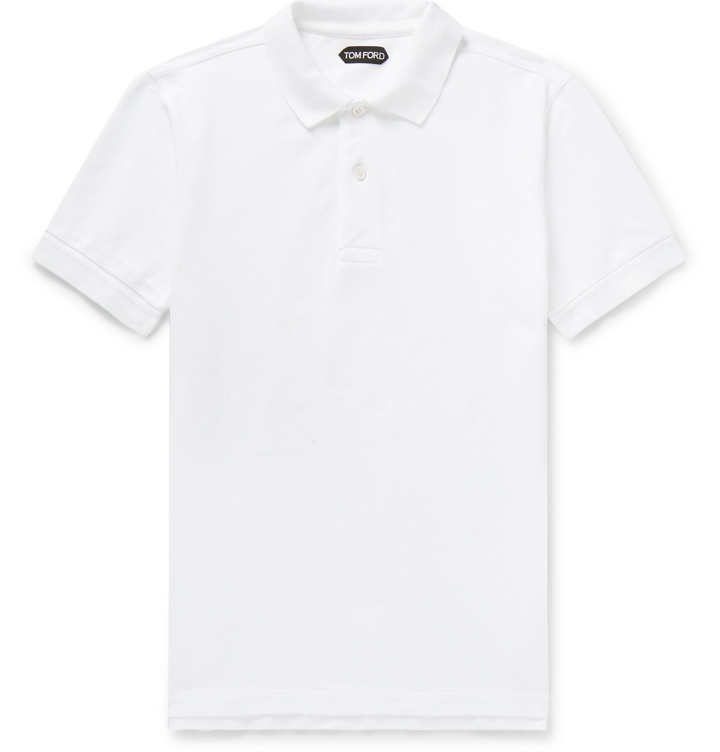 Photo: TOM FORD - Slim-Fit Cotton-Piqué Polo Shirt - White