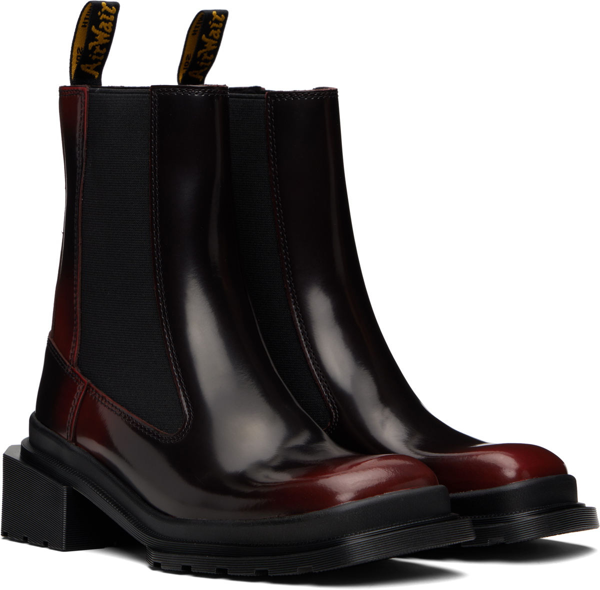 Dr. Martens Black & Burgundy Maybole Square Toe Chelsea Boots