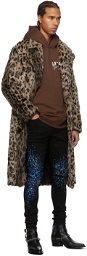 AMIRI Beige & Black Faux Leopard Fur Coat