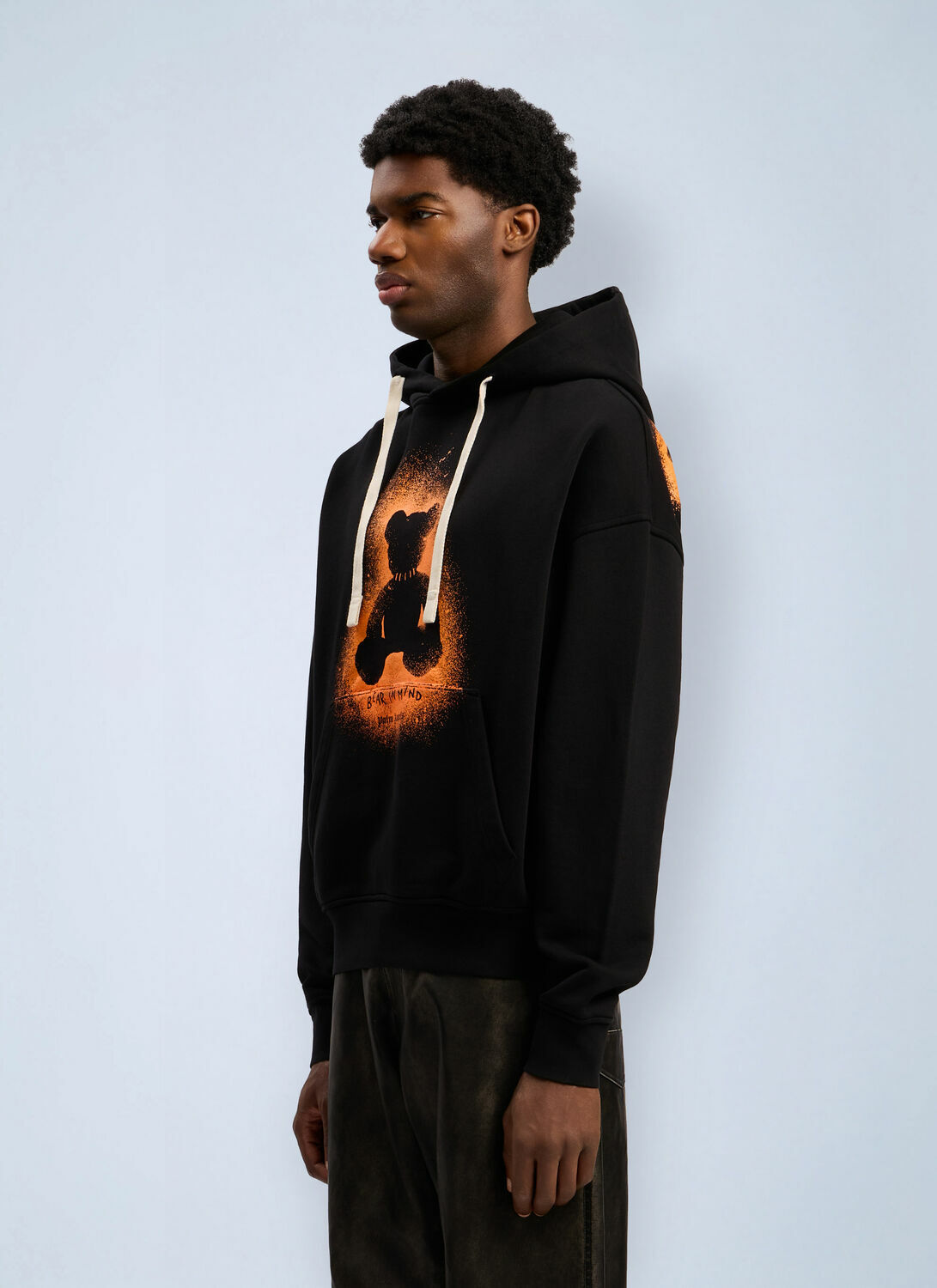 Palm Angels Spray Bear Loose Hooded Sweatshirt