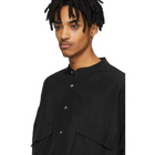 Rhude Black Linen Band Collar Shirt