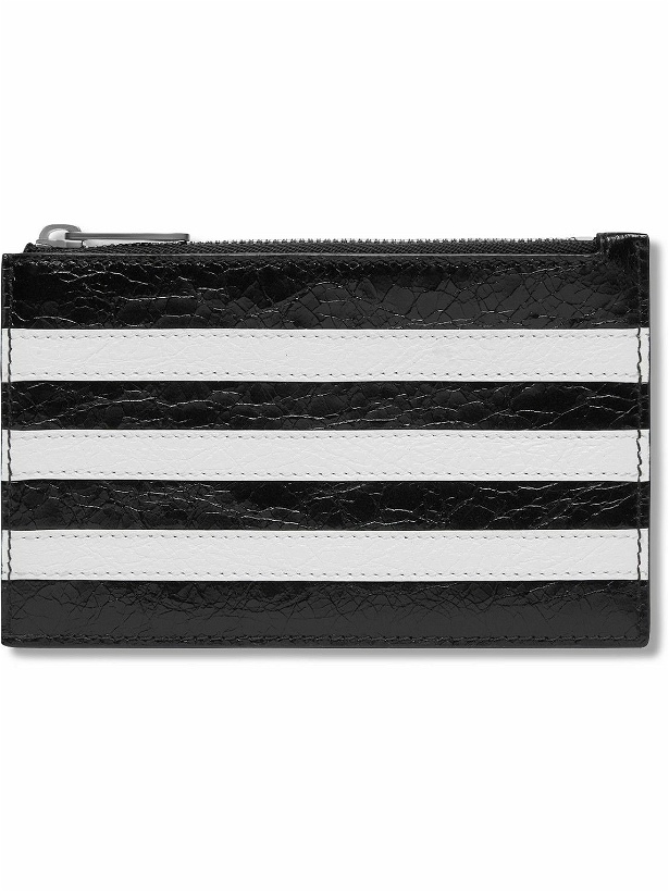 Photo: Balenciaga - adidas Logo-Print Textured-Leather Zipped Cardholder - Black