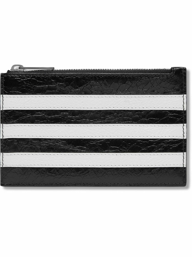 Photo: Balenciaga - adidas Logo-Print Textured-Leather Zipped Cardholder - Black