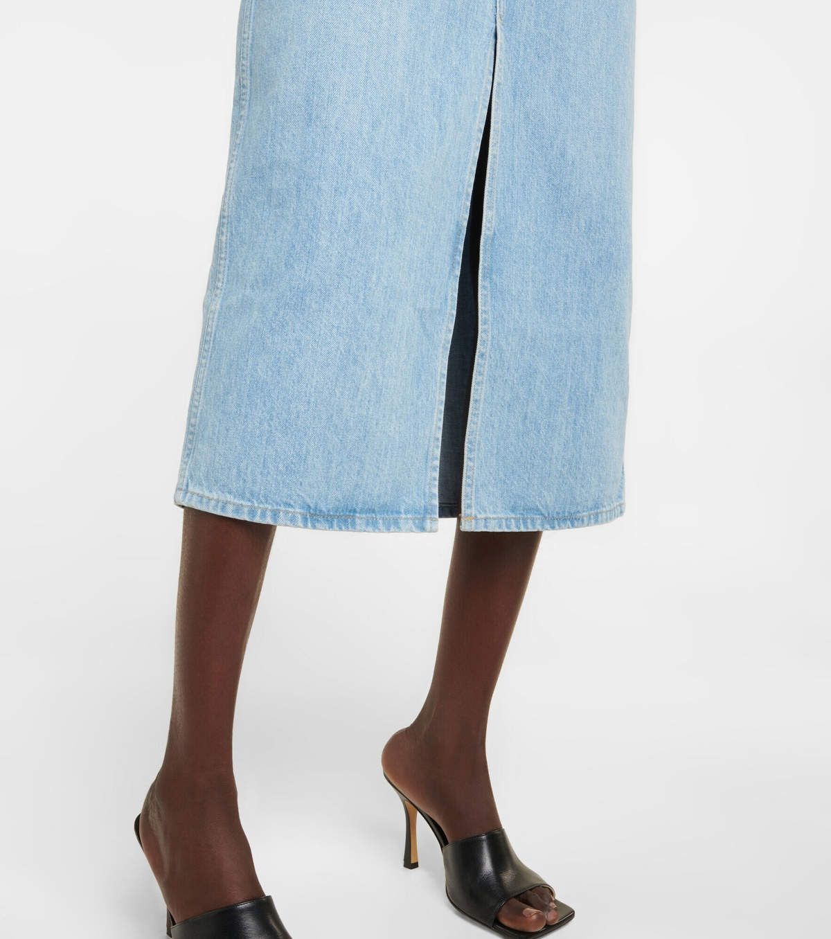 Frame - Le Italien high-rise denim midi skirt Frame Denim