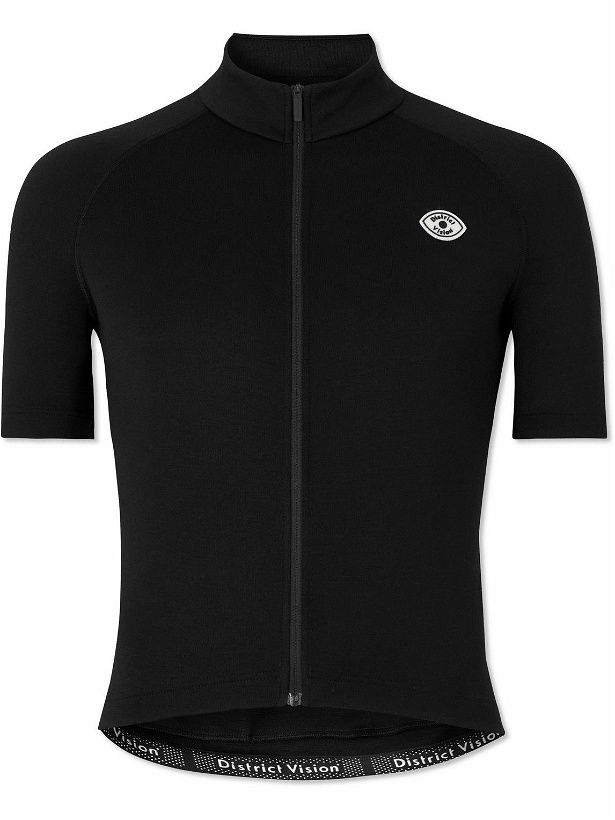 Photo: DISTRICT VISION - Logo-Appliquéd Sportwool Cycling Jersey - Black