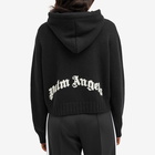 Palm Angels Women's Curved Logo Knit Hoodie in Black