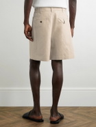 Bottega Veneta - Straight-Leg Pleated Linen and Cotton-Blend Twill Shorts - Neutrals