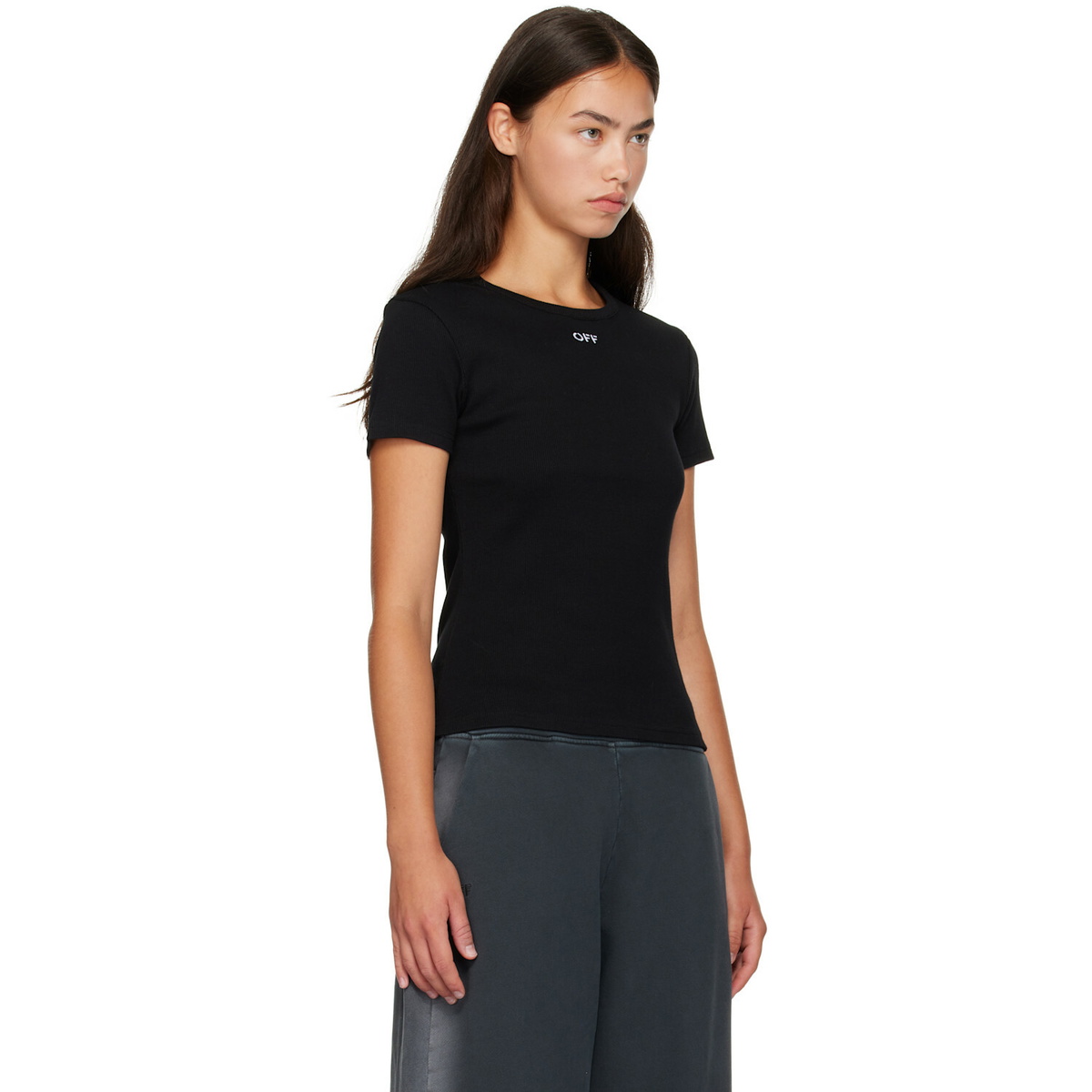 Off-White Black 'Off' Stamp Rib Fitted T-shirt
