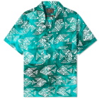Beams Plus Men's Batik Print Vacation Shirt in Green