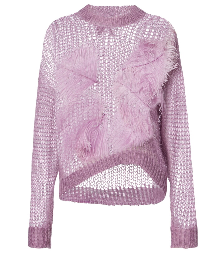 Photo: The Attico Feather-trimmed open-knit mohair-blend sweater