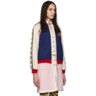 Gucci Blue and Beige Webbing Zip-Up Sweater