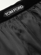 TOM FORD - Velvet-Trimmed Stretch-Silk Satin Boxer Briefs - Black