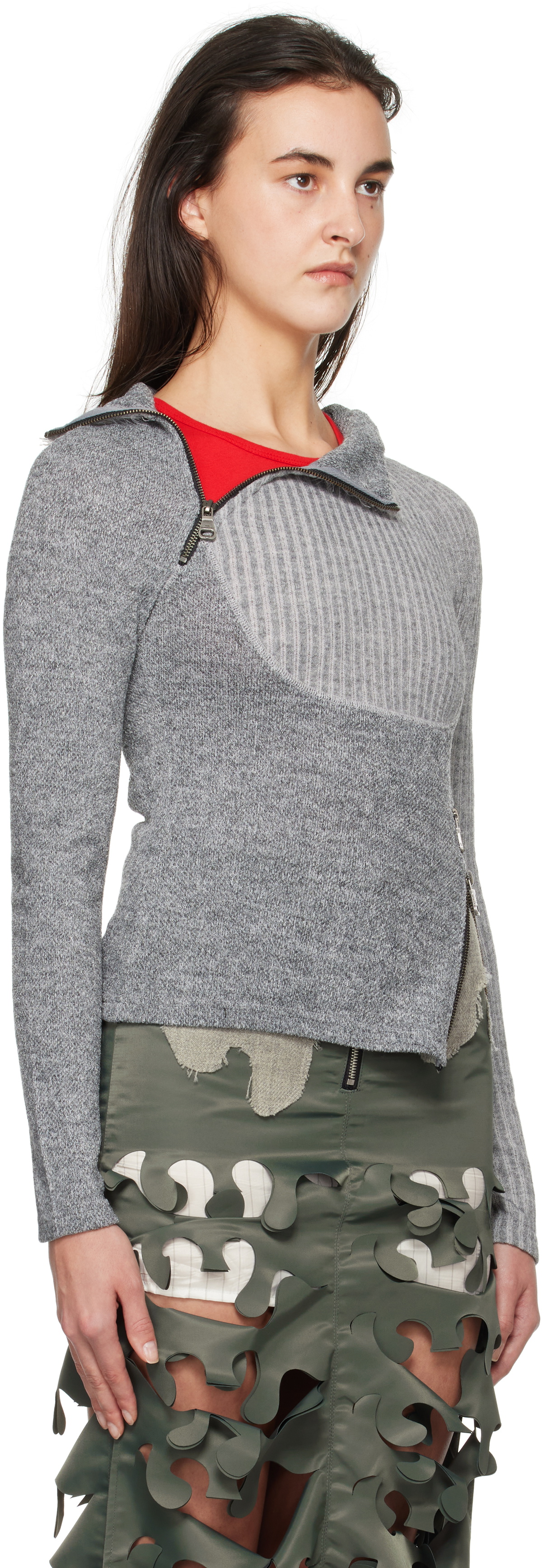 Andersson Bell Gray Tight Ribbed Combination Hoodie