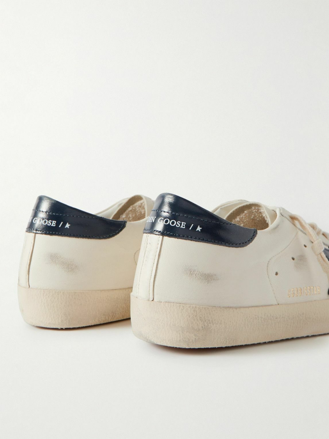 Golden Goose - Superstar Distressed Leather Sneakers - White