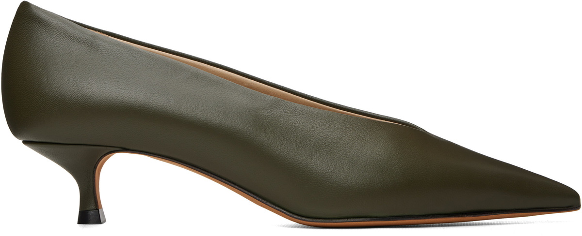 Le Monde Beryl Khaki Babouche Kitten Heels