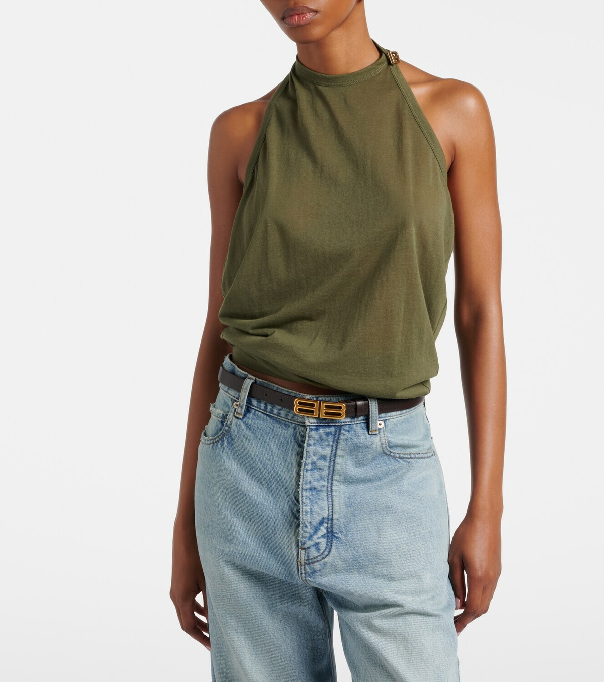 Balenciaga Draped cotton-blend top