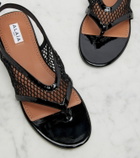 Alaïa Fishnet leather-trimmed thong sandals