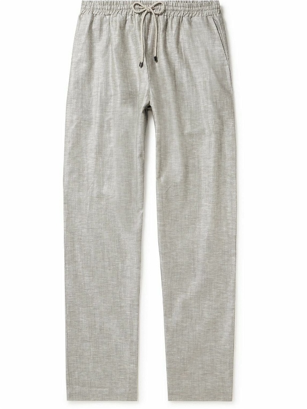 Photo: Zimmerli - Linen and Cotton-Blend Drawstring Trousers - Gray