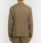MAN 1924 - Army-Green Kennedy Unstructured Linen Suit Jacket - Green