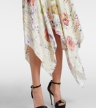 McQueen Floral asymmetric midi dress
